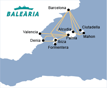 Balearia Ferry route map