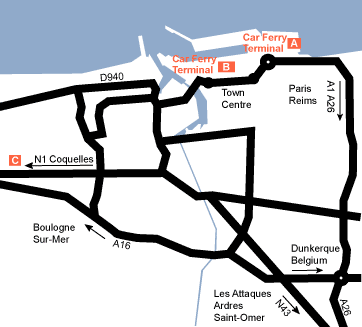 Calais Ferry terminal map
