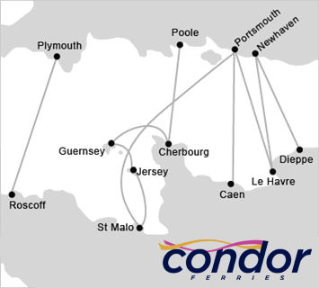 Channel Island Ferries route map