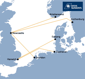 DFDS Seaways Ferries route map