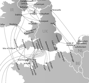 Ferry to England UK terminal map