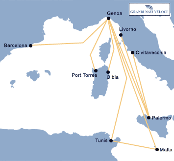 Grandi Navi Veloci route map