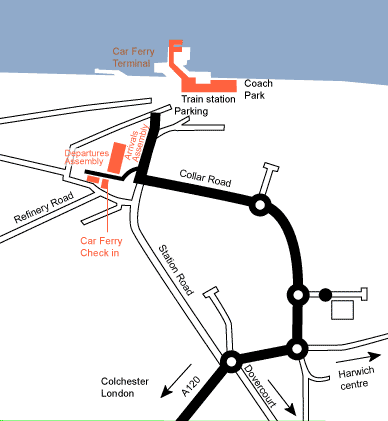 Harwich Ferry terminal map