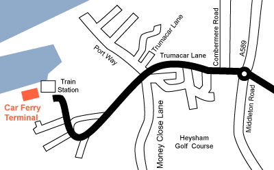 Heysham Ferry terminal map