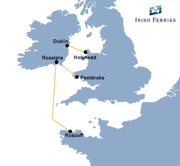 Irish Ferries route map
