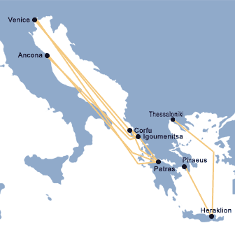 Minoan Lines Ferry route map