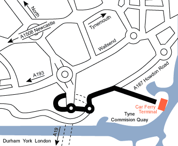 Newcastle Ferry terminal map