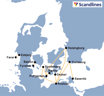 Scandlines Ferries route map
