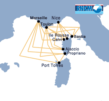 SNCM Ferries route map