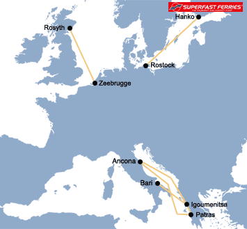 Superfast Ferries Rosyth route map