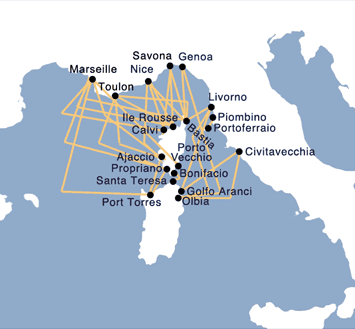 Ferry to Sardinia terminal map