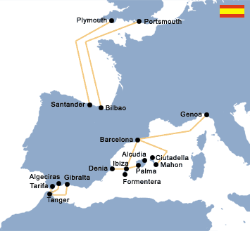 Ferry to Spain terminal map