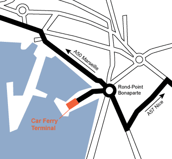 Toulon Ferry terminal map