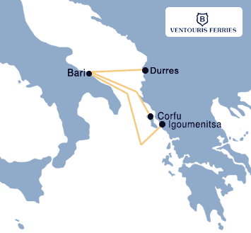 Ventouris Ferries route map